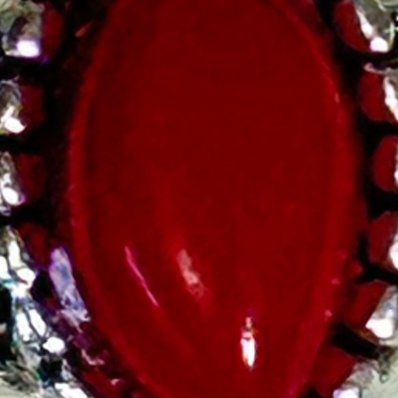 Silver Red Coral Marquis cut ring w/rope band NWOT